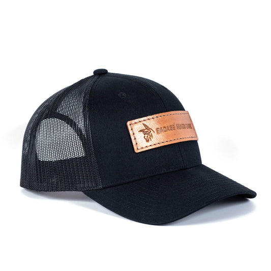 Badass Leather Patch Hat - Black