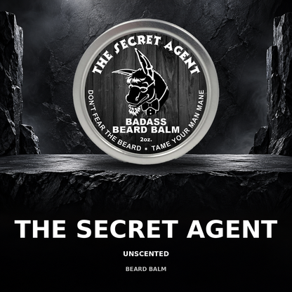 Secret Agent beard balm scent showcase — unscented.