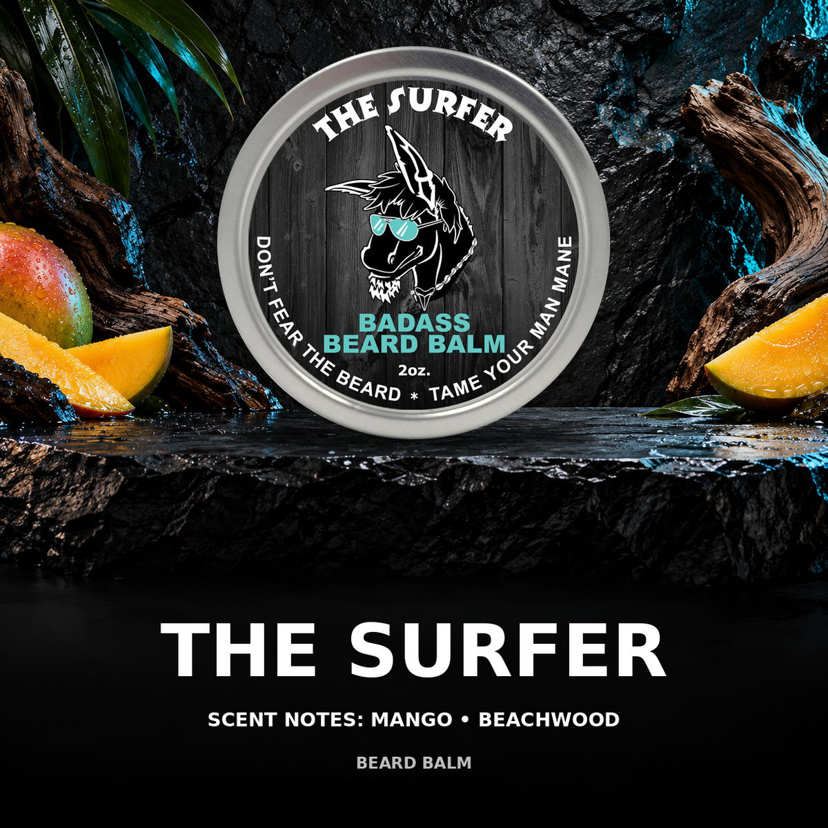 Surfer beard balm scent showcase — mango • beachwood.