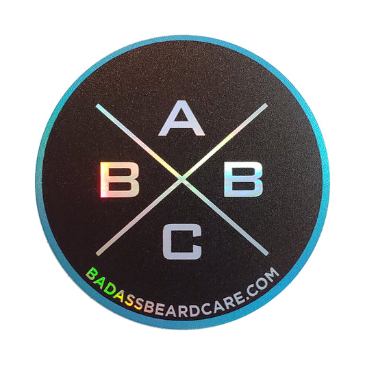 badass beard care holographic sticker