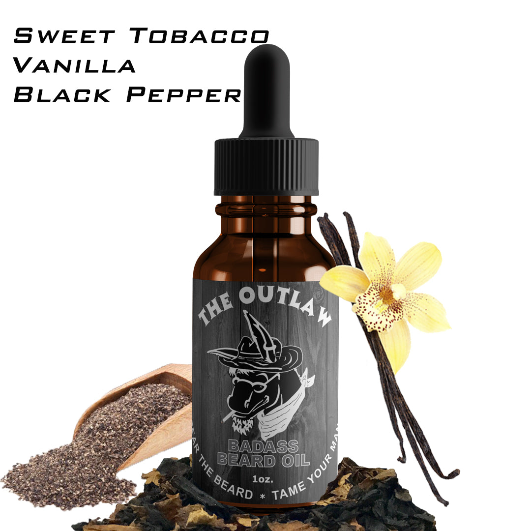 beard oil, badass beard care, the outlaw